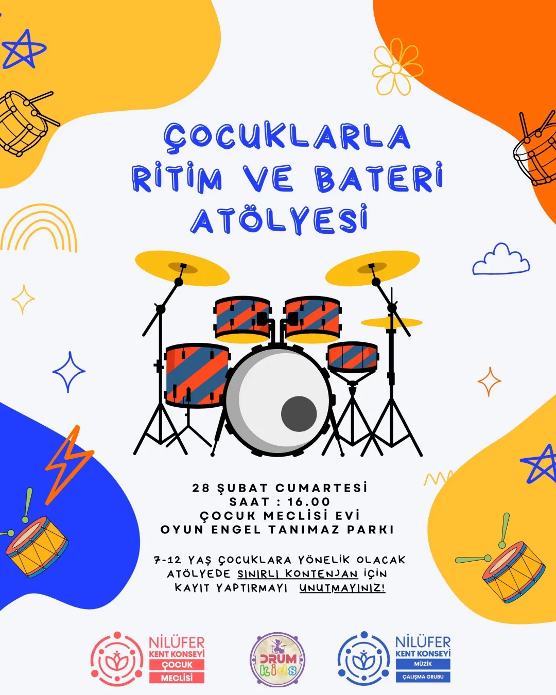 Çocuklara Ritim ve Bateri Atölyesi