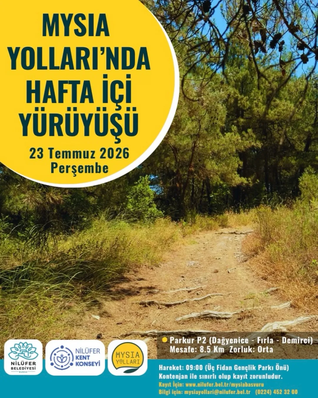 MysiaYolları’nda Hafta İçi Yürüyüşü’nde buluşalım!